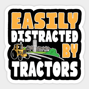 Funny Farming Easily Distracted by Tractors Sticker